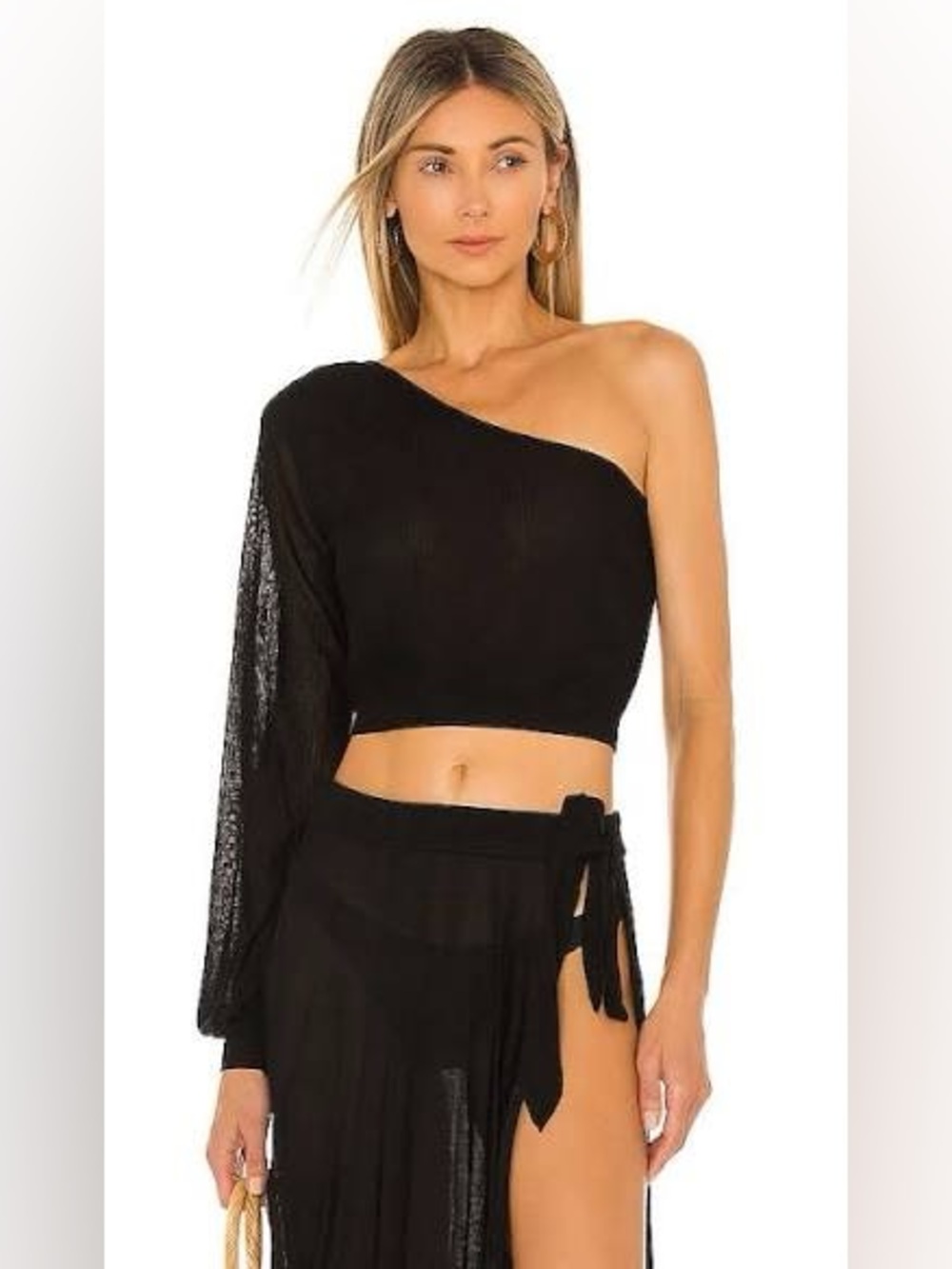DEVON WINDSOR One-Shoulder Black Top and Matching Skirt Cover-up
